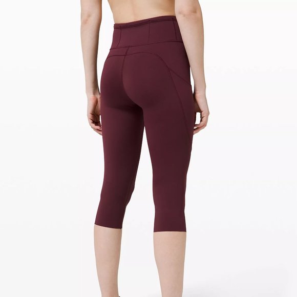 Sz 6 NWT Lululemon Fast and Free Tights Crop 19" Cassis - Picture 2 of 6